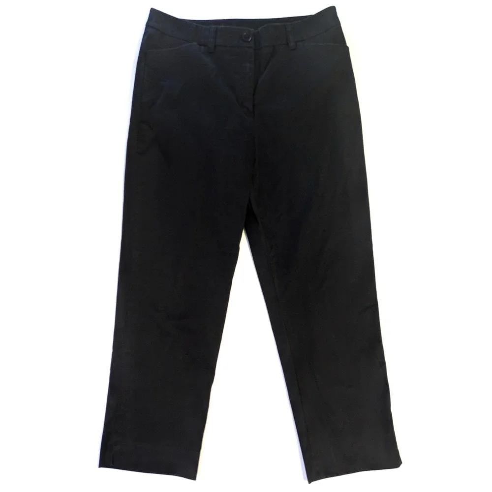 Jones New York Signature Black Dress Pants Petite 8P Cotton Stretch Straight Leg - Picture 1 of 5